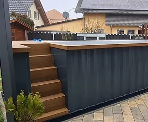 Piscine Conteneur 6.2mx 2.5m Prête à l'Emploi avec Pompe à Chaleur